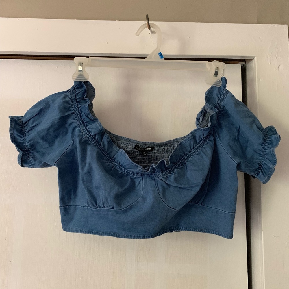 Fashion Nova Denim Plus Crop Top